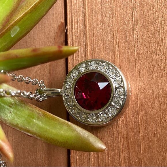 Ruby Halo Necklace with Swarovski Crystals - Picture 13 of 13